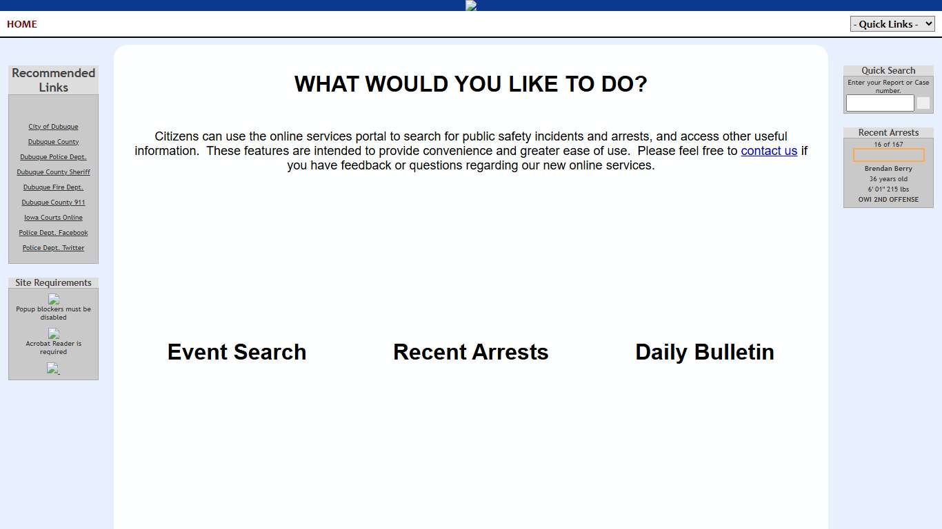 Dubuque Law Enforcement Center P2C - provided by OSSI