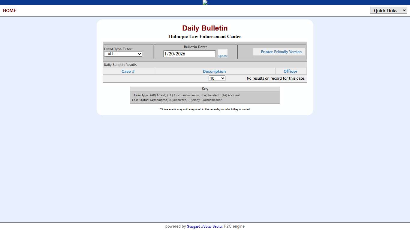Dubuque Law Enforcement Center P2C - provided by OSSI
