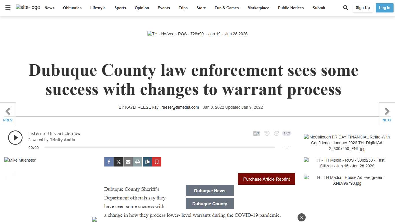 Dubuque County law enforcement sees some success with changes to warrant process | Tri-state News | telegraphherald.com