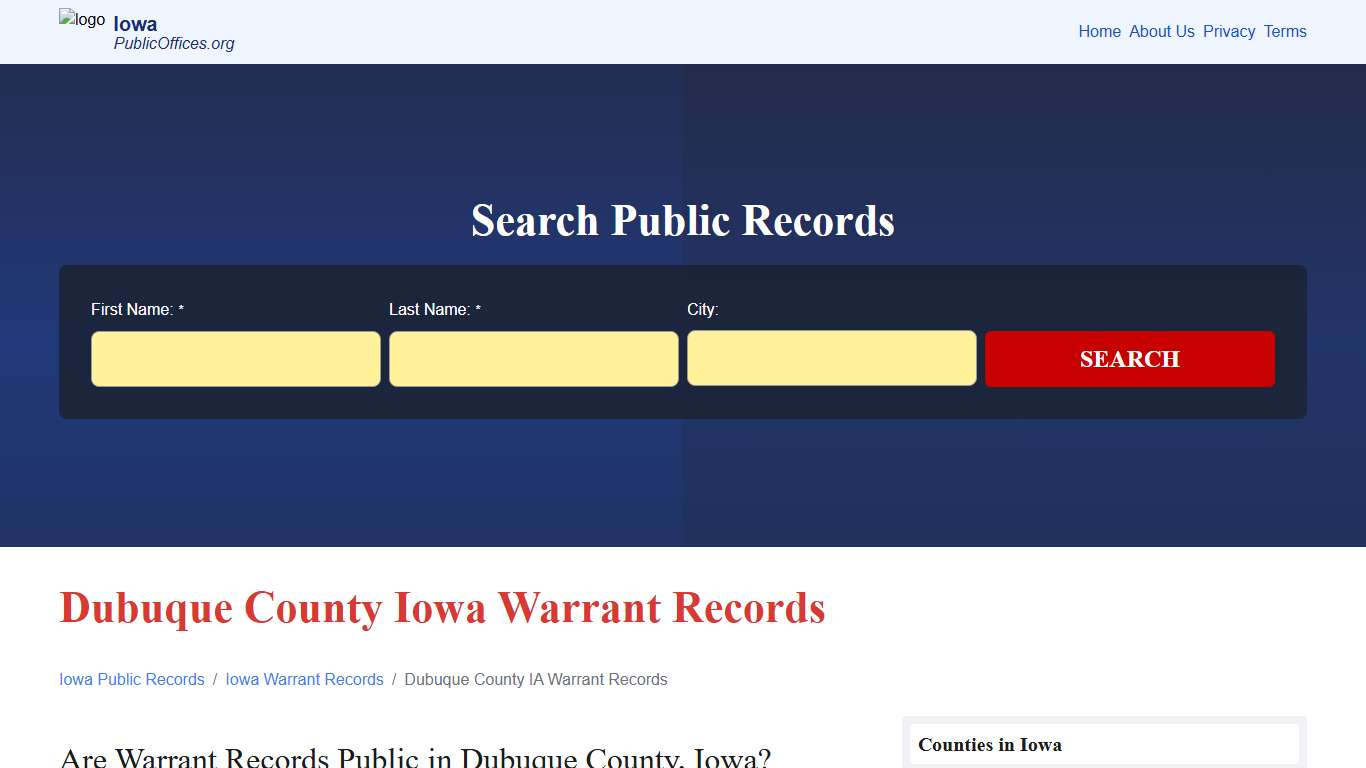 Dubuque County, IA Warrant Records Search – PublicOffices.org